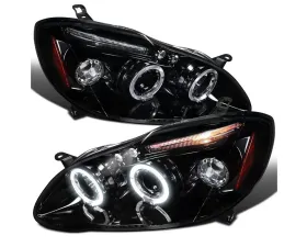 Spec-D Dual Halo Projector Headlights w/ LED Accent Lights (Glossy Black Housing/Smoke Lens) Toyota Corolla 2003-2008