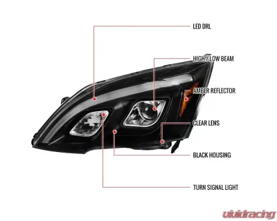 Spec-D LED Bar Projector Headlights (Matte Black Housing/Clear Lens) Honda CR-V 2007-2011 - 2LHP-CRV07JM-TM