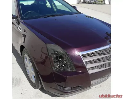Spec-D  Projector Headlights w/ Bright White LED Bars (Glossy Black Housing/Smoke Lens) Cadillac CTS 2008-2014 - 2LHP-CTS08G-RS