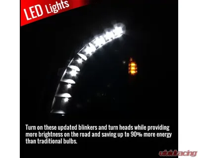 Spec-D Projector Headlights w/ LED Light Strip (Matte Black Housing/Clear Lens) Cadillac CTS 2008-2014 - 2LHP-CTS08JM-RS