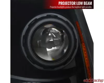 Spec-D Projector Headlights w/ LED Light Strip (Matte Black Housing/Clear Lens) Cadillac CTS 2008-2014 - 2LHP-CTS08JM-RS