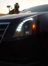 Spec-D Projector Headlights w/ LED Light Strip (Matte Black Housing/Clear Lens) Cadillac CTS 2008-2014                                     - 2LHP-CTS08JM-RS - Image 9