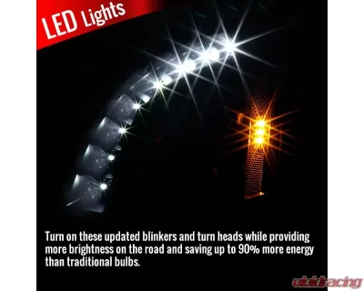 Spec-D  Projector Headlights w/ Bright White LED Bars (Black Housing/Smoke Lens) Cadillac CTS 2008-2014 - 2LHP-CTS08SM-RS