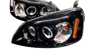 Spec-D Dual Halo Projector Headlights (Glossy Black Housing/Smoked Lens) Honda Civic 2001-2003                                     - 2LHP-CV01G-TM - Image 9