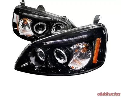 Spec-D Dual Halo Projector Headlights (Glossy Black Housing/Smoked Lens) Honda Civic 2001-2003 - 2LHP-CV01G-TM