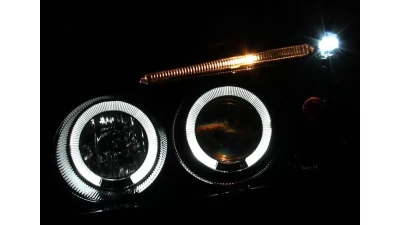 Spec-D Dual Halo Projector Headlights (Glossy Black Housing/Smoked Lens) Honda Civic 2001-2003                                     - 2LHP-CV01G-TM - Image 2