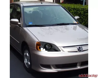 Spec-D Projector Headlights w/ H1 Bulbs (Matte Black Housing/Clear Lens) Honda Civic 2001-2003 - 2LHP-CV01JM-RS