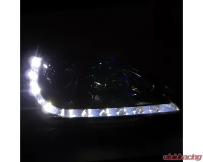 Spec-D Projector Headlights w/ R8 Style LED Light Strip (Chrome Housing/Smoked Lens) Honda Civic 2004-2005 - 2LHP-CV04G-8-RS