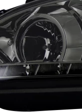 Spec-D Projector Headlights w/ R8 Style LED Light Strip (Chrome Housing/Smoked Lens) Honda Civic 2004-2005                                     - 2LHP-CV04G-8-RS - Image 6