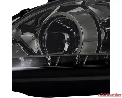 Spec-D Projector Headlights w/ R8 Style LED Light Strip (Chrome Housing/Smoked Lens) Honda Civic 2004-2005 - 2LHP-CV04G-8-RS