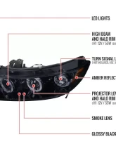 Spec-D Dual Halo Projector Headlights (Glossy Black Housing/Smoked Lens) Honda Civic 2006-2011                                     - 2LHP-CV062G-TM - Image 8