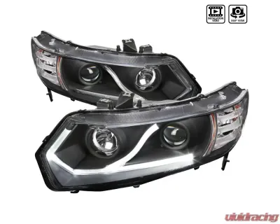 Spec-D Projector Headlights w/ LED Light Strip (Matte Black Housing/Clear Lens) Honda Civic 2006-2011 - 2LHP-CV062JM-RS