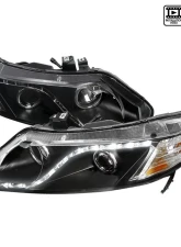 Spec-D Projector Headlights w/ R8 Style LED Light Strip (Matte Black Housing/Clear Lens) Honda Civic 2006-2011                                     - 2LHP-CV064JM-8-RS - Image 10