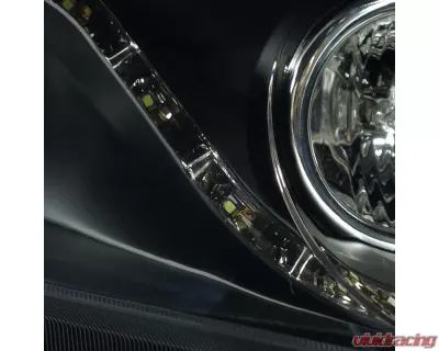 Spec-D Projector Headlights w/ R8 Style LED Light Strip (Matte Black Housing/Clear Lens) Honda Civic 2006-2011 - 2LHP-CV064JM-8-RS