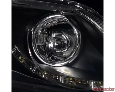 Spec-D Projector Headlights w/ R8 Style LED Light Strip (Matte Black Housing/Clear Lens) Honda Civic 2006-2011 - 2LHP-CV064JM-8-RS