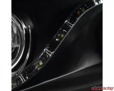 Spec-D Projector Headlights w/ R8 Style LED Light Strip (Matte Black Housing/Clear Lens) Honda Civic 2006-2011 - 2LHP-CV064JM-8-RS