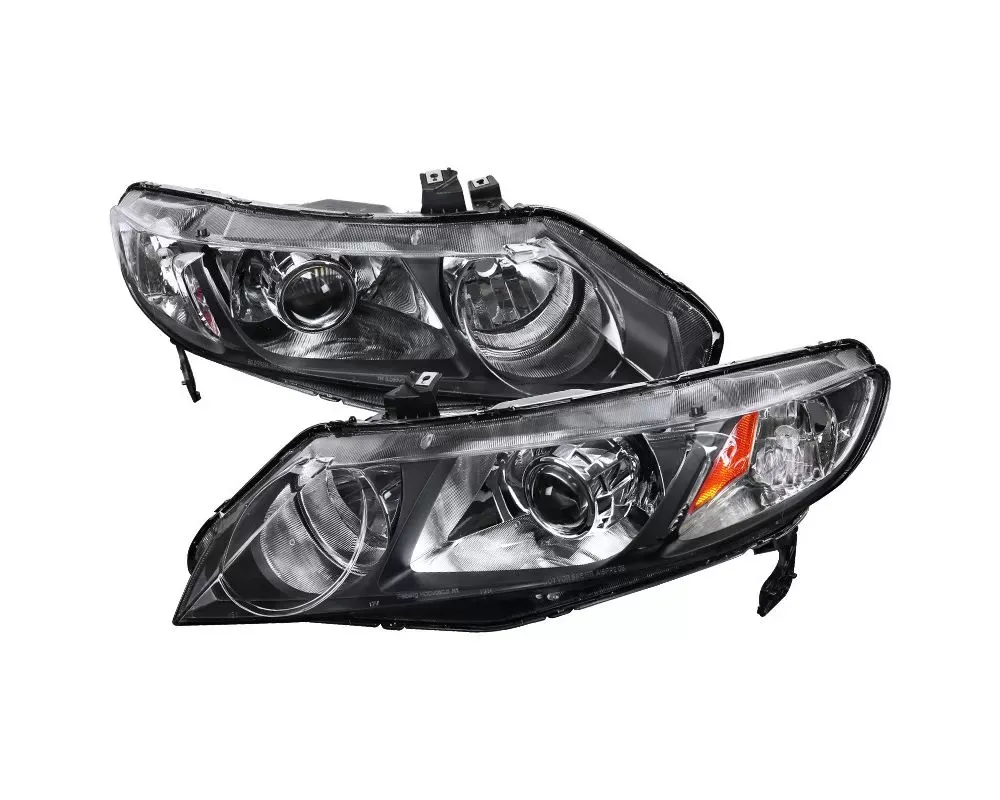 Spec-D Retro Style Projector Headlights (Matte Black Housing/Clear Lens) Honda Civic 2006-2011 - 2LHP-CV064JM-RS