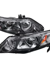 Spec-D Retro Style Projector Headlights (Matte Black Housing/Clear Lens) Honda Civic 2006-2011                                     - 2LHP-CV064JM-RS - Image 10