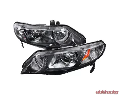 Spec-D Retro Style Projector Headlights (Matte Black Housing/Clear Lens) Honda Civic 2006-2011 - 2LHP-CV064JM-RS