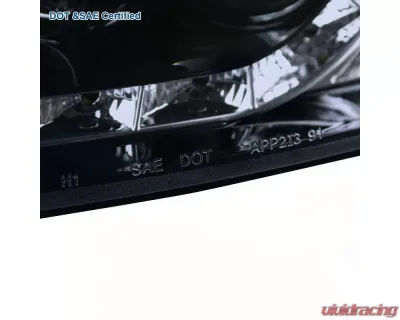 Spec-D Projector Headlights w/ R8 Style LED Light Strip (Glossy Black Housing/Smoke Lens) Honda Civic 1996-1998 - 2LHP-CV96G-8-TM