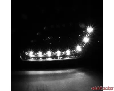 Spec-D Projector Headlights w/ R8 Style LED Light Strip (Glossy Black Housing/Smoke Lens) Honda Civic 1996-1998 - 2LHP-CV96G-8-TM