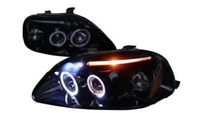 Spec-D Dual Halo Projector Headlights (Glossy Black Housing/Smoked Lens) Honda Civic 1996-1998                                     - 2LHP-CV96G-TM - Image 10