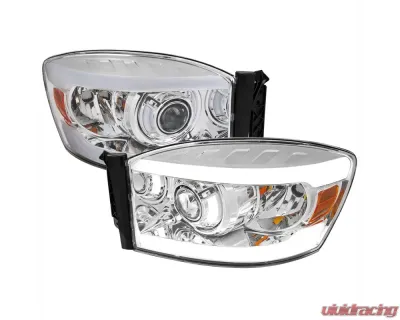 Spec-D LED Tube Projector Headlights (Chrome Housing/Clear Lens) Dodge Ram 2006-2009 - 2LHP-DGP06-G3-GO