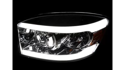 Spec-D LED Tube Projector Headlights (Chrome Housing/Clear Lens) Dodge Ram 2006-2009                                     - 2LHP-DGP06-G3-GO - Image 2