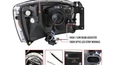 Spec-D LED Tube Projector Headlights (Chrome Housing/Clear Lens) Dodge Ram 2006-2009                                     - 2LHP-DGP06-G3-GO - Image 8