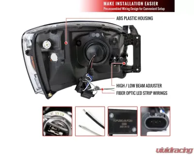 Spec-D LED Tube Projector Headlights (Chrome Housing/Clear Lens) Dodge Ram 2006-2009 - 2LHP-DGP06-G3-GO