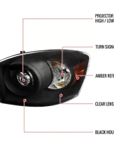 Spec-D Retro Style Projector Headlights (Matte Black Housing/Clear Lens) Dodge Ram 2006-2009                                     - 2LHP-DGP06JM-RS - Image 7