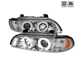 Spec-D Dual Halo Projector Headlights w/ LED Accent Lights (Chrome Housing/Clear Lens) BMW E39 1996-2003