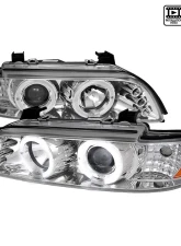 Spec-D Dual Halo Projector Headlights w/ LED Accent Lights (Chrome Housing/Clear Lens) BMW E39 1996-2003                                     - 2LHP-E3997-TM - Image 10