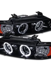 Spec-D Dual Halo Projector Headlights w/ LED Accent Lights (Glossy Black Housing/Smoke Lens) BMW E39 1996-2003                                     - 2LHP-E3997G-TM - Image 10