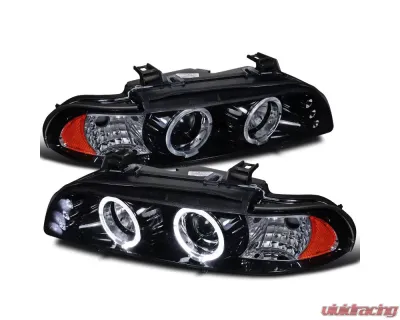 Spec-D Dual Halo Projector Headlights w/ LED Accent Lights (Glossy Black Housing/Smoke Lens) BMW E39 1996-2003 - 2LHP-E3997G-TM