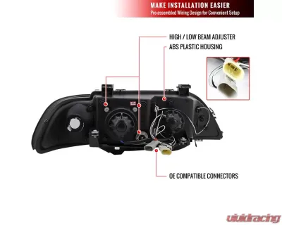 Spec-D Dual Halo Projector Headlights w/ LED Accent Lights (Glossy Black Housing/Smoke Lens) BMW E39 1996-2003 - 2LHP-E3997G-TM
