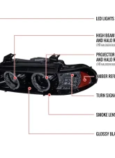 Spec-D Dual Halo Projector Headlights w/ LED Accent Lights (Glossy Black Housing/Smoke Lens) BMW E39 1996-2003                                     - 2LHP-E3997G-TM - Image 8