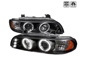 Spec-D Dual Halo Projector Headlights w/ LED Accent Lights (Matte Black Housing/Clear Lens) BMW E39 1996-2003