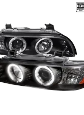 Spec-D Dual Halo Projector Headlights w/ LED Accent Lights (Matte Black Housing/Clear Lens) BMW E39 1996-2003                                     - 2LHP-E3997JM-TM - Image 10