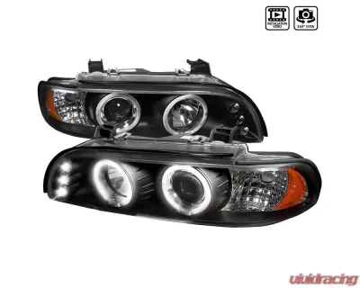 Spec-D Dual Halo Projector Headlights w/ LED Accent Lights (Matte Black Housing/Clear Lens) BMW E39 1996-2003 - 2LHP-E3997JM-TM
