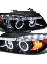 Spec-D Dual Halo Projector Headlights w/ LED Light Strip & Turn Signal Lights (Glossy Black/Smoke Lens) BMW E90 2006-2008                                     - 2LHP-E9005G-8V2-TM - Image 10