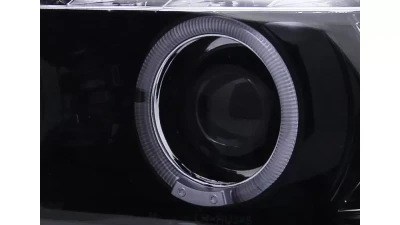 Spec-D Dual Halo Projector Headlights w/ LED Light Strip & LED Turn Signal Lights (Glossy Black/Smoked Lens) BMW E90 | E91 3-Series 2006-2008                                     - 2LHP-E9005G-8V2-TM - Image 3