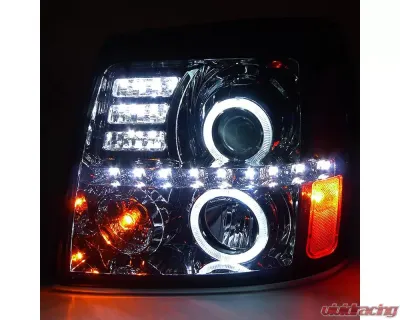 Spec-D Dual Halo Projector Headlights w/ SMD LED Light Strip (Chrome Housing/Smoked Lens) Cadillac Escalade 2002-2006 - 2LHP-ECLD02G-RS