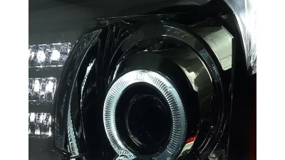 Spec-D Dual Halo Projector Headlights w/ SMD LED Light Strip (Chrome Housing/Smoked Lens) Cadillac Escalade 2002-2006                                     - 2LHP-ECLD02G-RS - Image 3