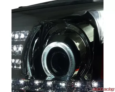 Spec-D Dual Halo Projector Headlights w/ SMD LED Light Strip (Chrome Housing/Smoked Lens) Cadillac Escalade 2002-2006 - 2LHP-ECLD02G-RS