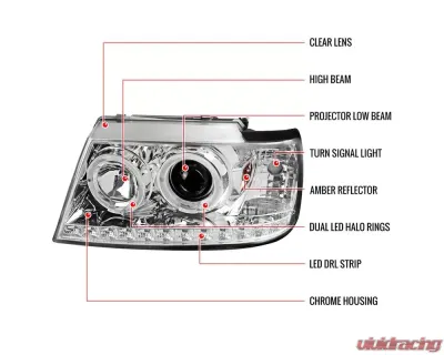 Spec-D Dual Halo Projector Headlights (Chrome Housing/Clear Lens) Ford Explorer 2002-2005 - 2LHP-EPOR02-TM