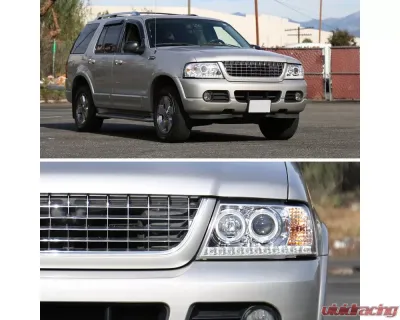 Spec-D Dual Halo Projector Headlights (Chrome Housing/Clear Lens) Ford Explorer 2002-2005 - 2LHP-EPOR02-TM