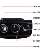 Spec-D Dual Halo Projector Headlights (Glossy Black Housing/Smoked Lens) Ford Explorer 2002-2005                                     - 2LHP-EPOR02G-TM - Image 9