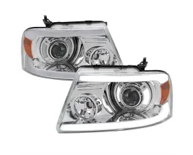 Spec-D  Projector Headlights w/ Bright White LED Bars (Chrome Housing/Clear Lens) Ford | Lincoln 2004-2008