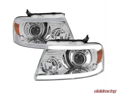 Spec-D  Projector Headlights w/ Bright White LED Bars (Chrome Housing/Clear Lens) Ford | Lincoln 2004-2008 - 2LHP-F15004-G3-GO